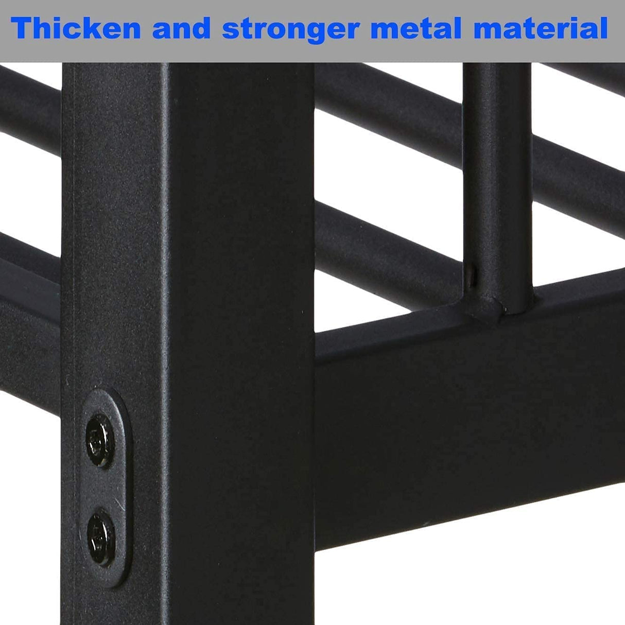 LEEKOUS Upgraded Version Thicken Metal Full XL Over Queen Bunk Bed, Best Industrial Style Heavy Duty Bunk Beds Frame with Side Ladder and Safety Guard Rails for Kids, Adults (Full XL/Queen) LEEKOUS