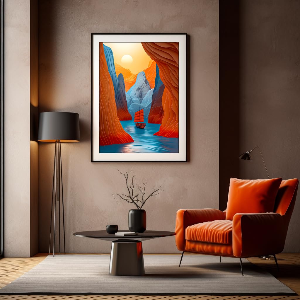 Bgraamiens Puzzle-Voyage- Puzzles for Adults 1000 Pieces, Difficult Challenge Jigsaw Puzzles, Autostereoscopy River Mountains with Sunset Scene Art Puzzles as Wall Decor Impossible Puzzle Bgraamiens