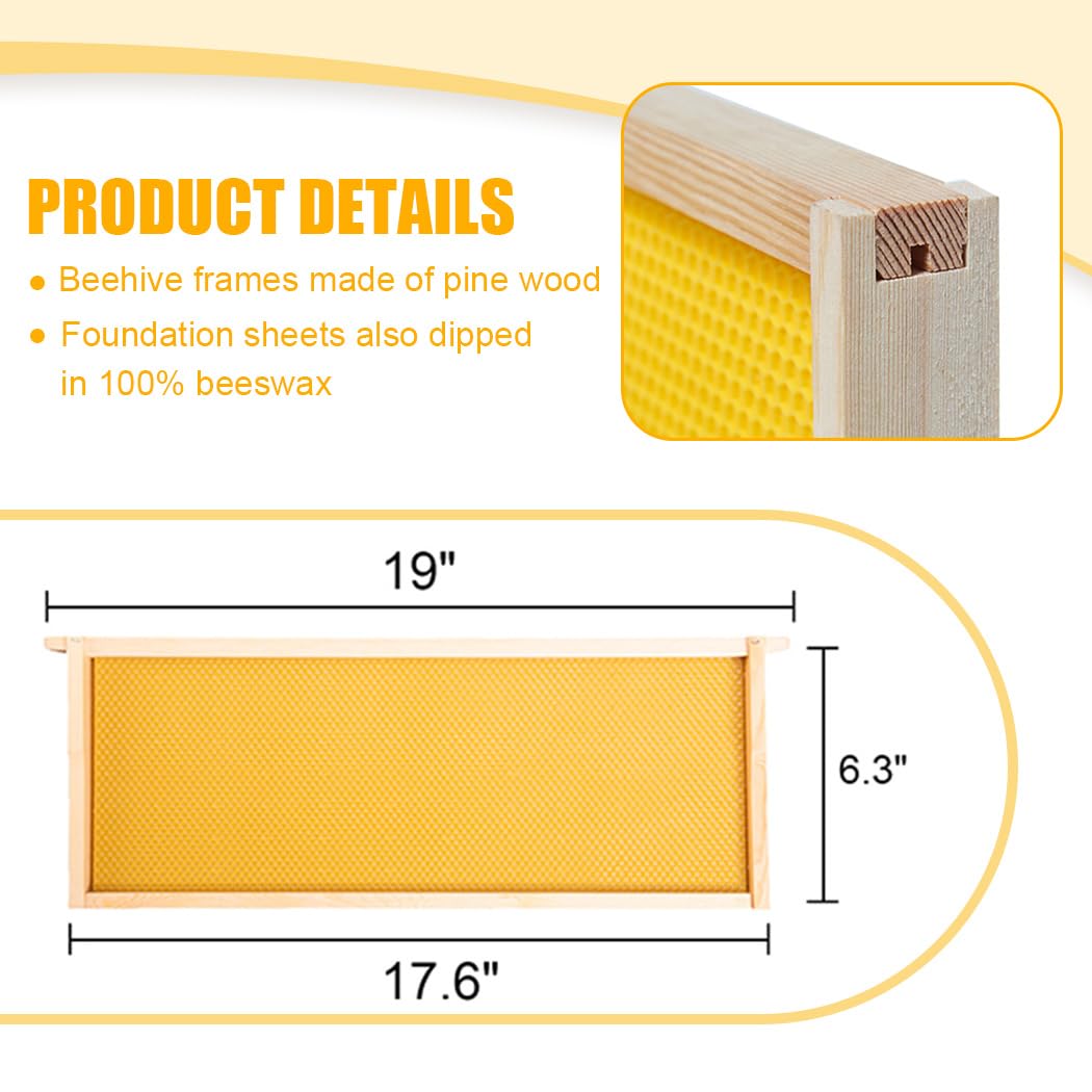 Honey Lake 10 Frame Assembled Bee Hive Super Box, Langstroth Beehive Starter Kit for Beekeepers, Medium Super Bee Box Dipped in 100% Beeswax Includes Beehive Frames and Waxed Foundations Honey Lake
