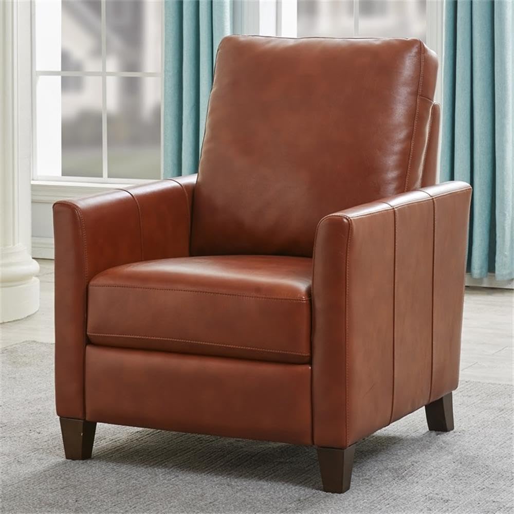 Comfort Pointe Penny Caramel Brown Faux Leather Modern Push Back Recliner Comfort Pointe