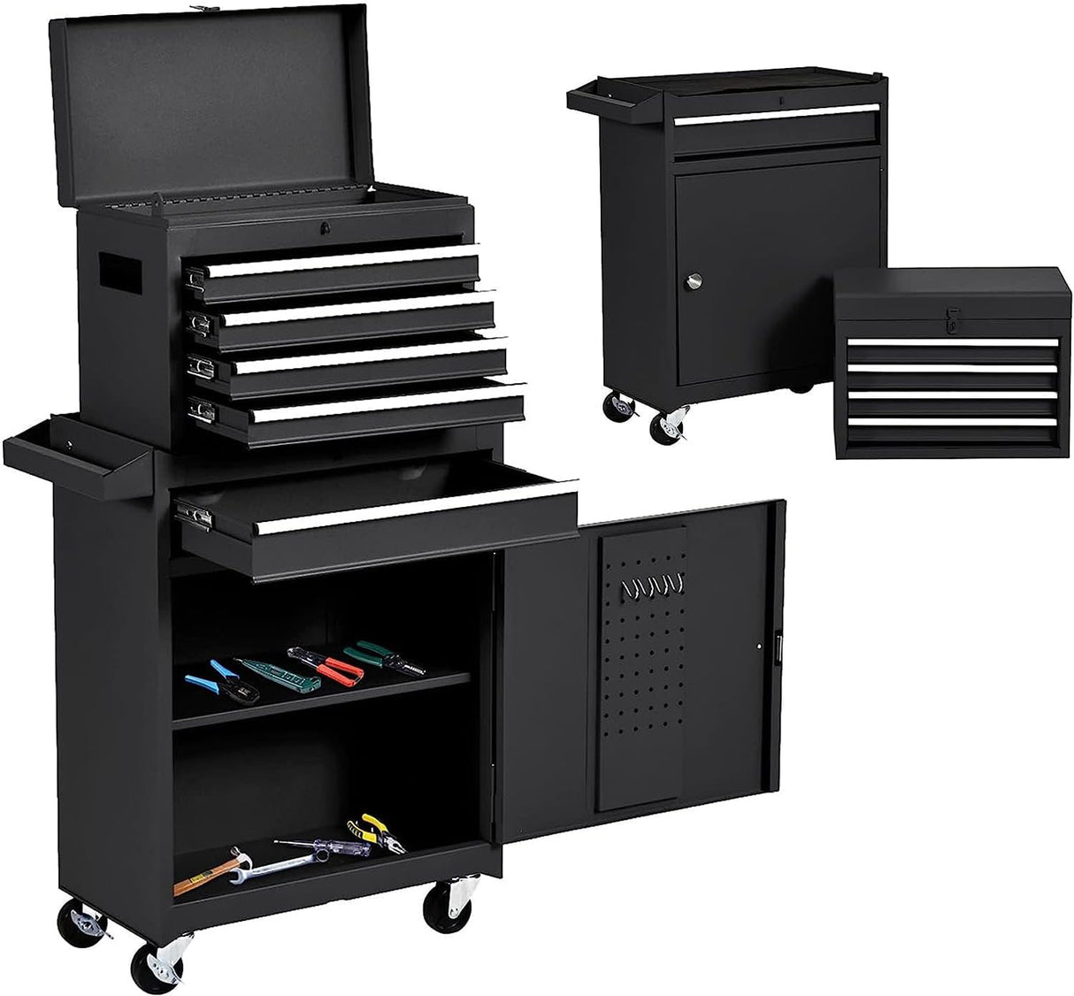 nifoti 5 Drawer Rolling Tool Chest,Tool Storage Cabinet & Tool Box Cart with Wheels, Big Tool Storage Removable Tool Box Combo,Tool Storage Box for Garage Warehouse Workshop,Tool Case nifoti