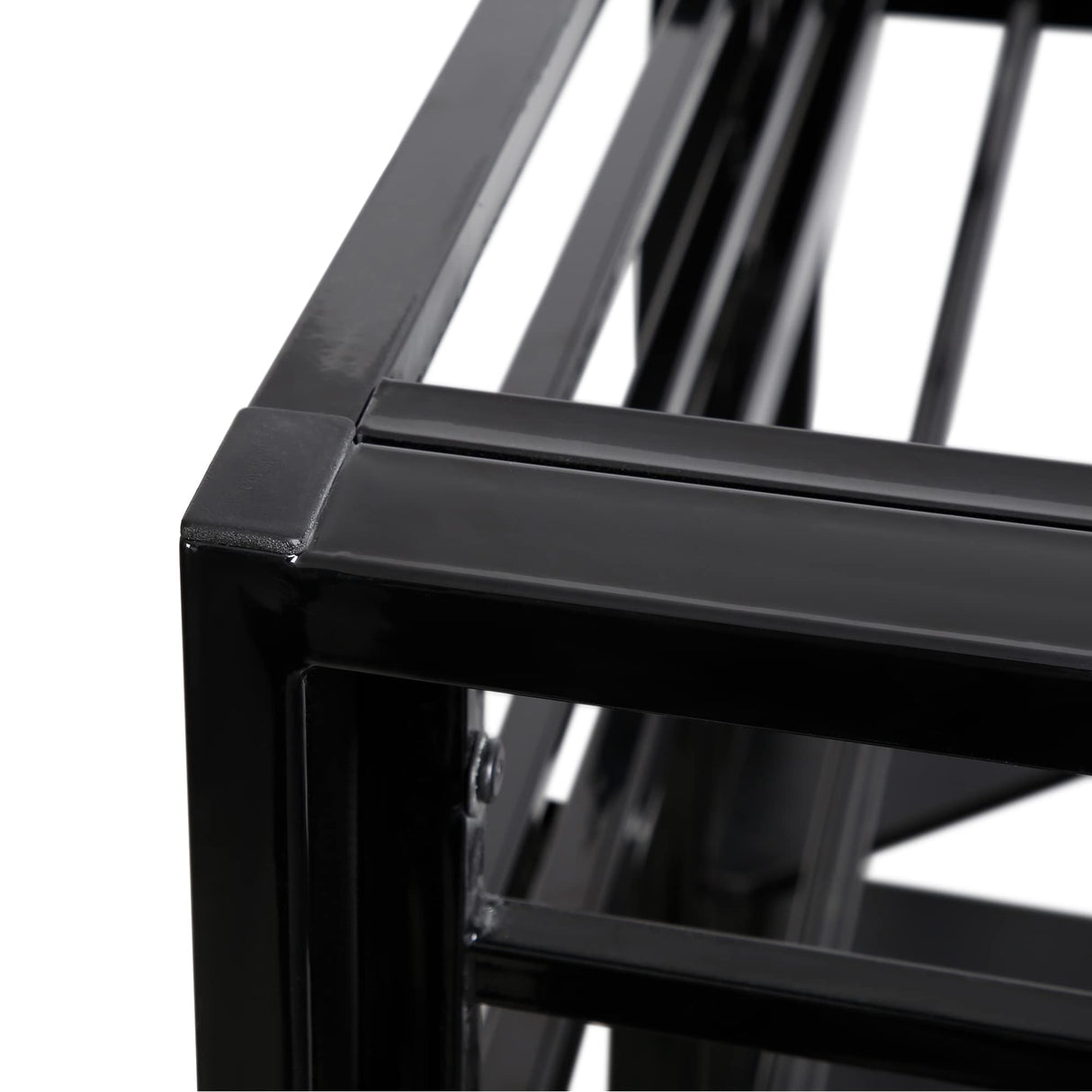 JINS&VICO Twin Size Loft Bed with Desk and Shelves, Metal Loft Bed Frame with 2 Built-in Ladders, Guardrail, Loft Bed for Juniors, Adults, Noise-Free & No Box Spring Needed, Black JINS&VICO