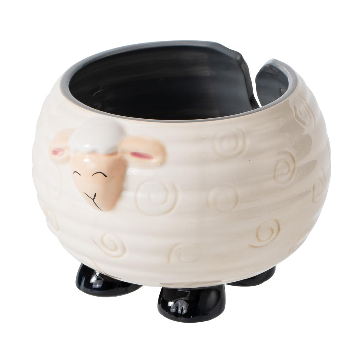 Yarn Bowl for Crochet Large Sheep Shaped Ceramic Yarn Holder Crochet Bowl Knitting Bowl, 6 Inch Wide x 4 Inch High Surlama