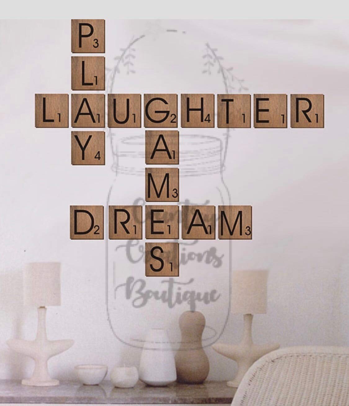 Scrabble 4 x 4 Tiles, Wooden Wall Ready to Hang Tiles, Wall Decor, Farmhouse Style, Scrabble Pieces, Personalized Sign, Wooden Letters Generic