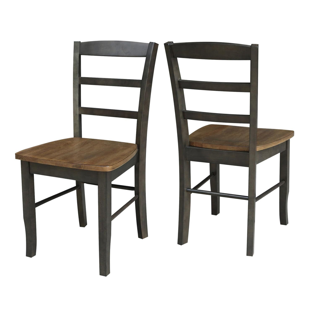 IC International Concepts International Concepts Set of 2 Madrid Ladderback Chairs, Hickory/Washed Coal IC International Concepts