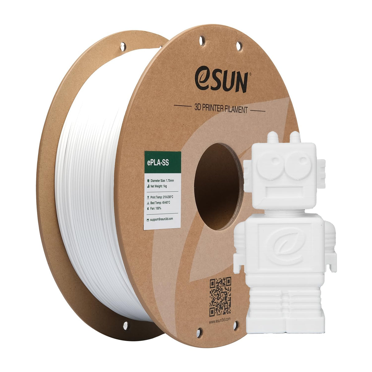 eSUN Fast Printing Speedy PLA Filament 1.75mm, 3D Printer Filament High Speed PLA for Fast Printing, 1KG Spool (2.2 LBS) 3D Printing Filament for High Speed 3D Printers, White eSUN
