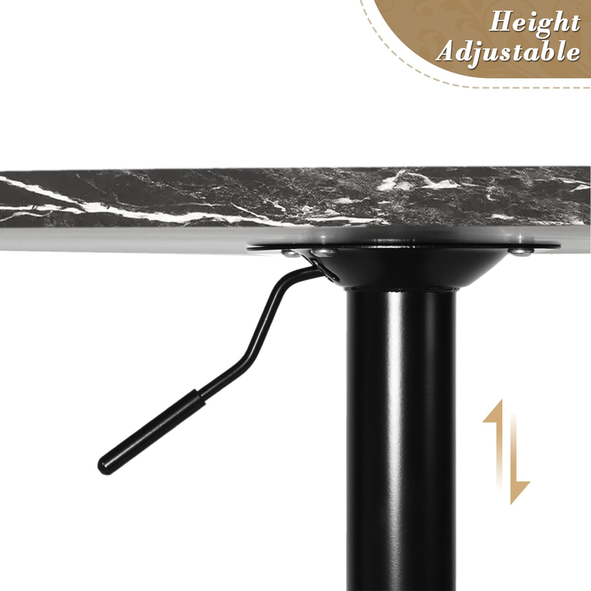 Athena Collection Round Bar Table,Adjustable Height Pub Table and 360°Swivel Bistro Table, High Top Table with MDF Desktop,Cocktail Table for Bar/Pub/Bistro(Black Rock) Athena Collection