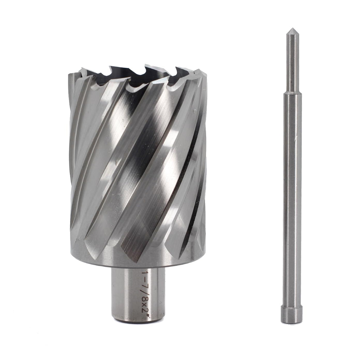 OSCARBIDE Annular Cutter 1-7/8 inch Cutting Diameter,2 inch Depth of Cut,3/4 inch Weldon Shank,2 Flat Mag Drill Bit with Pilot Pin for Magnetic Drill Press,1 Piece OSCARBIDE