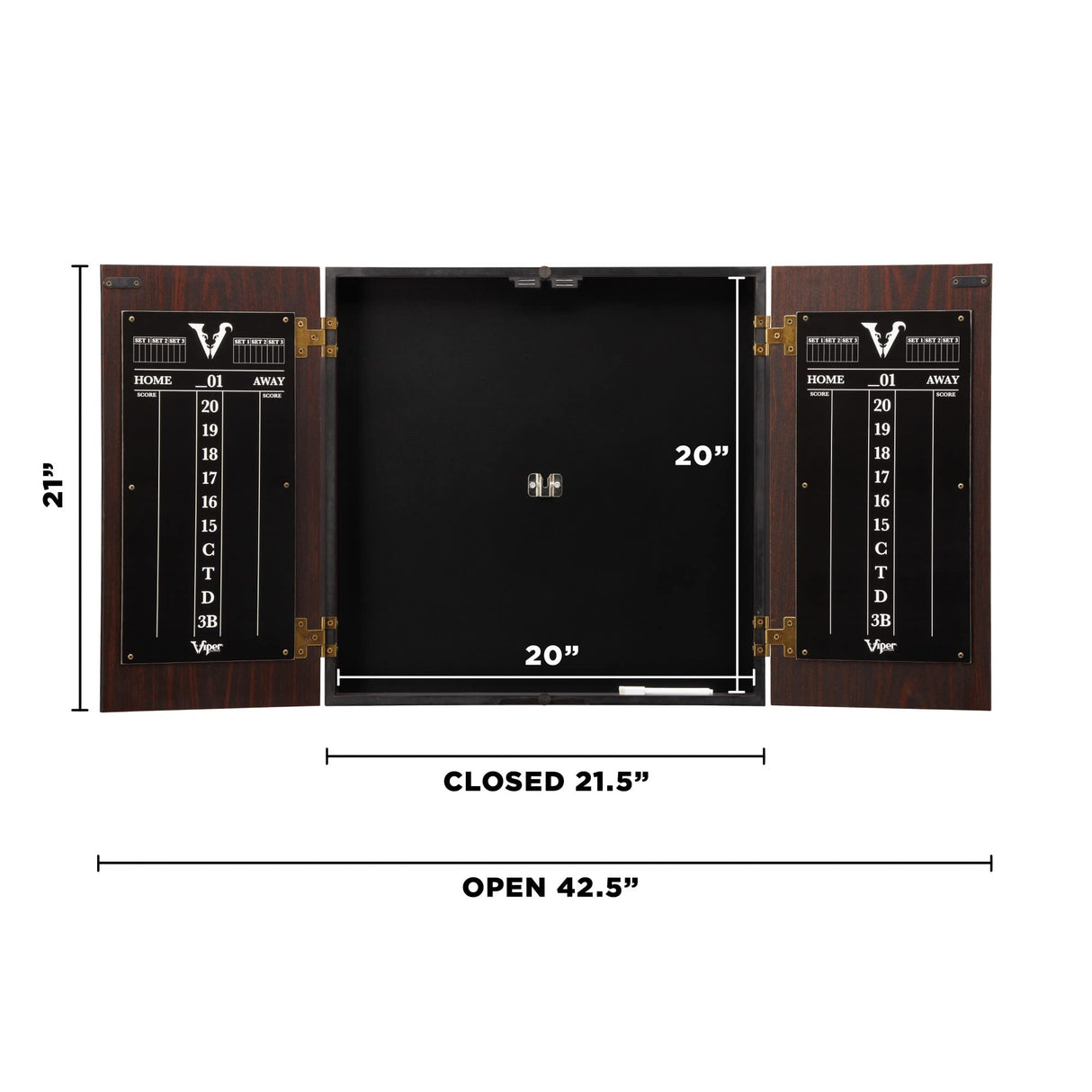 Viper Stadium Cabinet & Shot King Sisal/Bristle Dartboard Ready-to-Play Bundle: Elite Set (Shot King Dartboard, Darts, Shadow Buster and Laser Throw Line), Black (40-1213) Viper