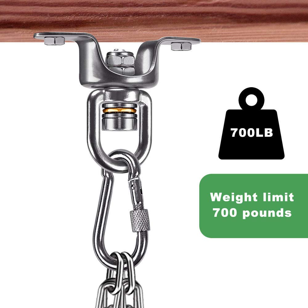 SELEWARE Heavy Duty Boxing Punching Bag Hanger, 360 Rotate Heavy Bag Hanger Bracket with Bearing and Carabiner, Wood Beam Holder for Boxing Muay Thai Training, 700lbs Capacity SELEWARE