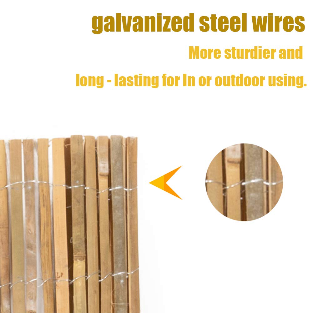 Mininfa Natural Bamboo Slat Screening, Eco-Friendly Privacy Slat Fence, Bamboo Screen Panel Roll for Balcony or as Wind and Sight Protection (1.2m x 4m) Mininfa