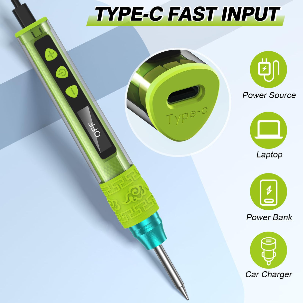 Soldering Iron Kit, Soldering Gun with OLED Digital Display, 8 Seconds Fast Heating 356-896℉ Solder Kit, Auto Sleep, Includes Solder Wire, Stand, T12 Tips for Electronics, Green(With Power Adapter) Crtsweker