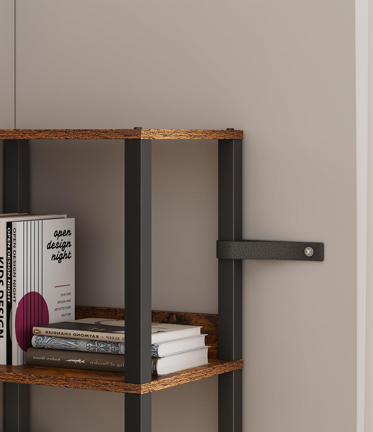 VIMBER 5-Tier Bookshelf with Anti-Fall Baffle, Tall Bookcase for Books, Garage Kit, CDs, Movies, Industrial Standing Bookshelves Storage Organizer for Bedroom Office Living Room USSJ001F VIMBER