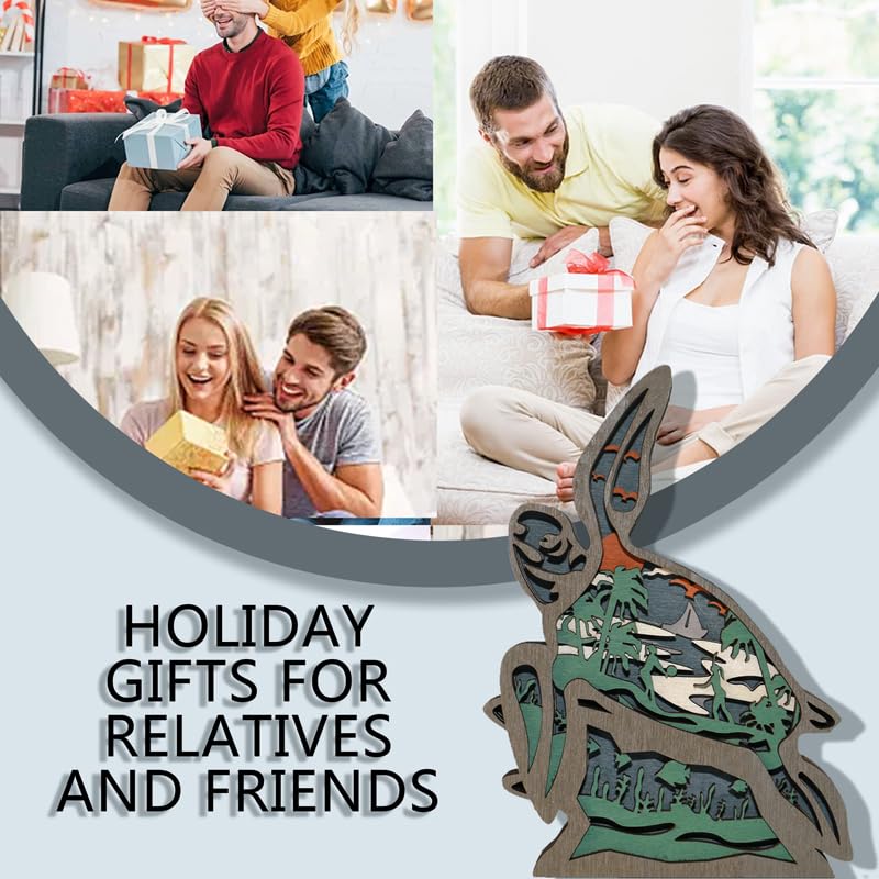 3D Wooden Animals Carving, Multi-Layered Sea Turtle Decor, Carved Animal Statues Wall, Creative Ocean Sculpture, Silhouette Ornament Art for Living Room Bedroom Home Farmhouse Room for Birthday Gifts FNYDOX