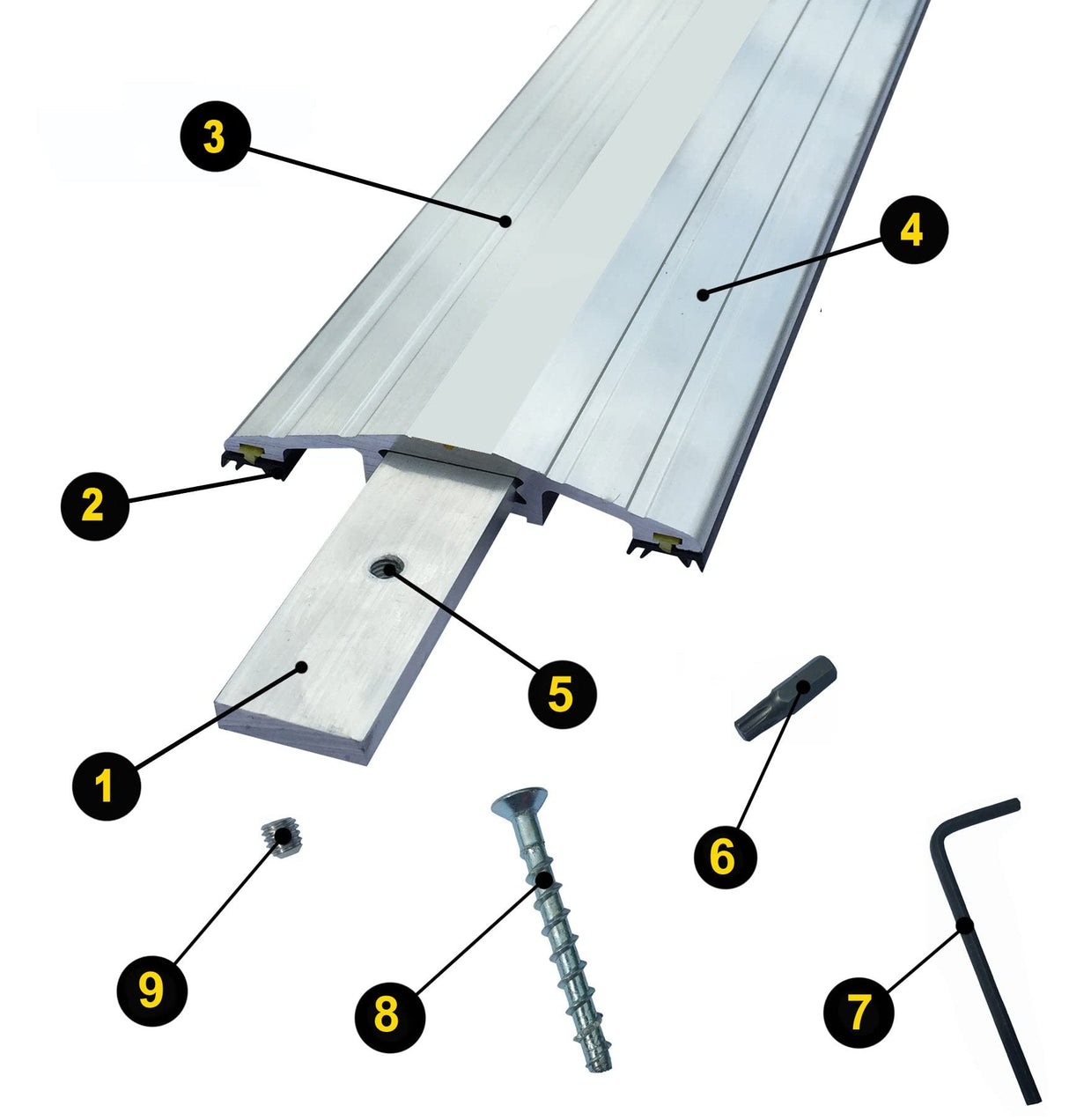 ½" High Commercial Door Aluminum Threshold Seal Kit 10'2" Length | Full Kit Fixings Included | GaraDry GARADRY