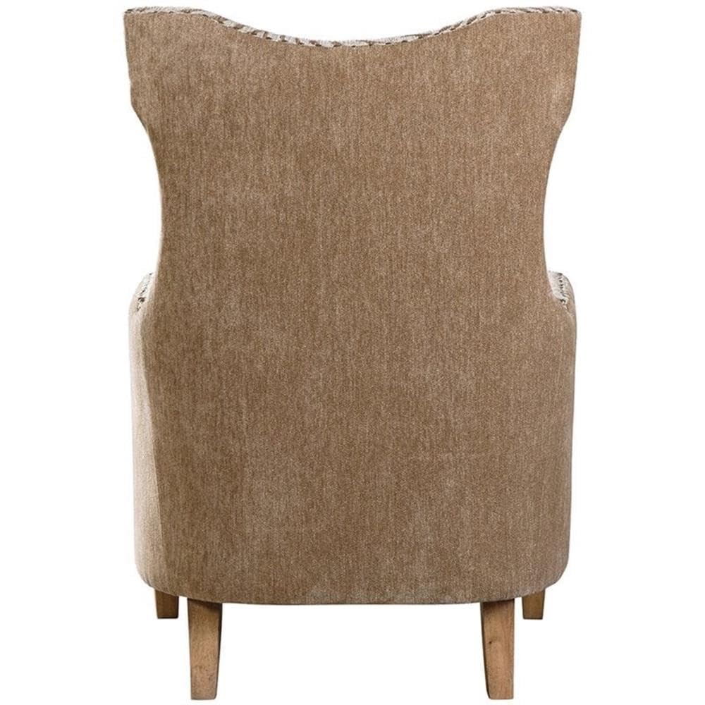 BOWERY HILL Traditional Fabric/Wood Animal Pattern Armchair in Brown BOWERY HILL