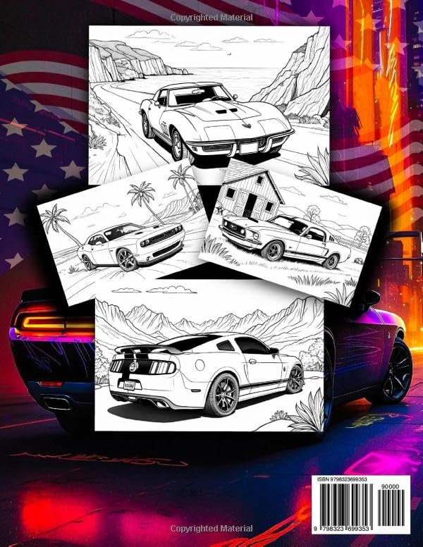 Legendary American Muscle Cars Coloring Book: A Collection of 50 Cool Muscle Cars Colouring Pages | A creative and relaxing break for everyone WoodArtSupply