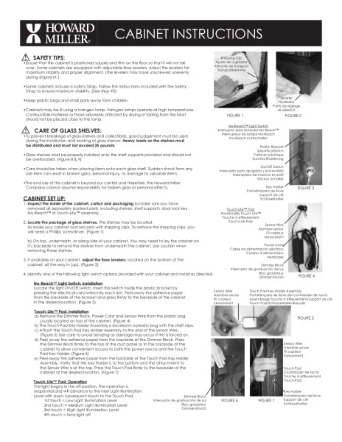 Howard Miller Delia II Curio Cabinet - Locking Slide Door Metal Shelf Clips with Illuminated Linen Finish Cabinets for Collectibles, Trophies Home Decor, Living Room & Dining Area Howard Miller