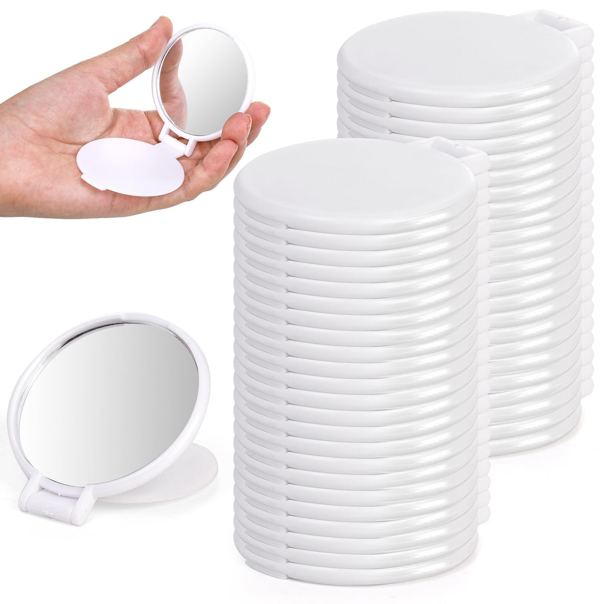ZOOFOX 50 Pieces Compact Mirror Bulk, Round Makeup Mirror for Purse, Mini Folding Mirror for Women Girls Travel Daily Use ZOOFOX