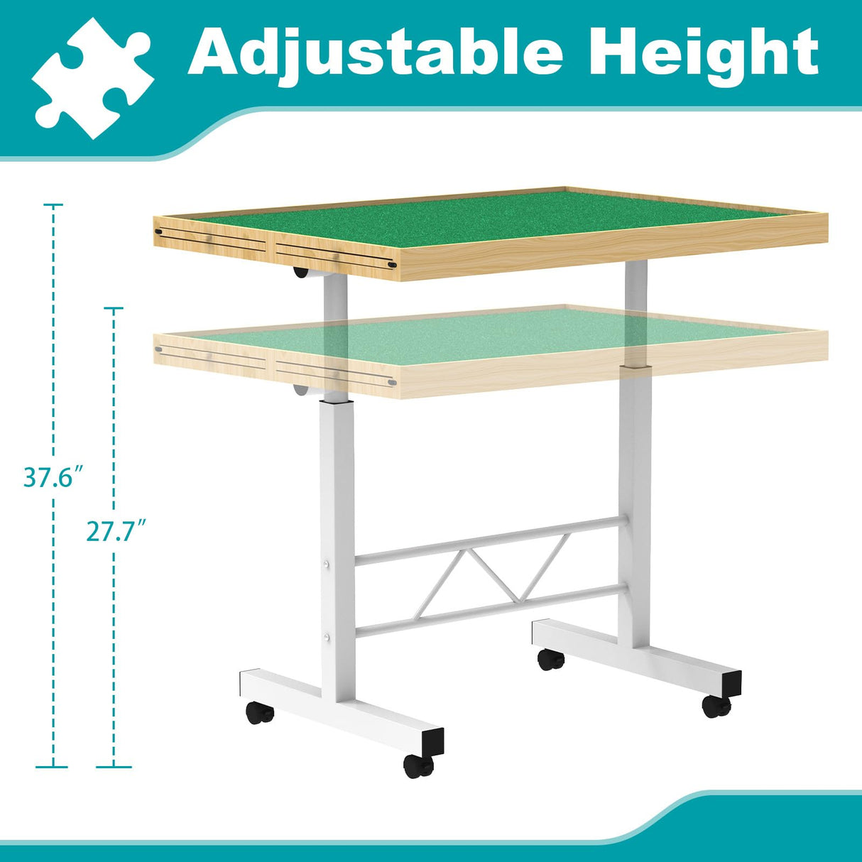 RAGOZONERY Jigsaw Puzzle Table 1500 Pieces,Adjustable Height&Up Puzzle Board with Cover and 4 Drawers,34×26in Puzzle Tables for Adults,Puzzle Board with Cover with Legs for Puzzle Doer RAGOZONERY