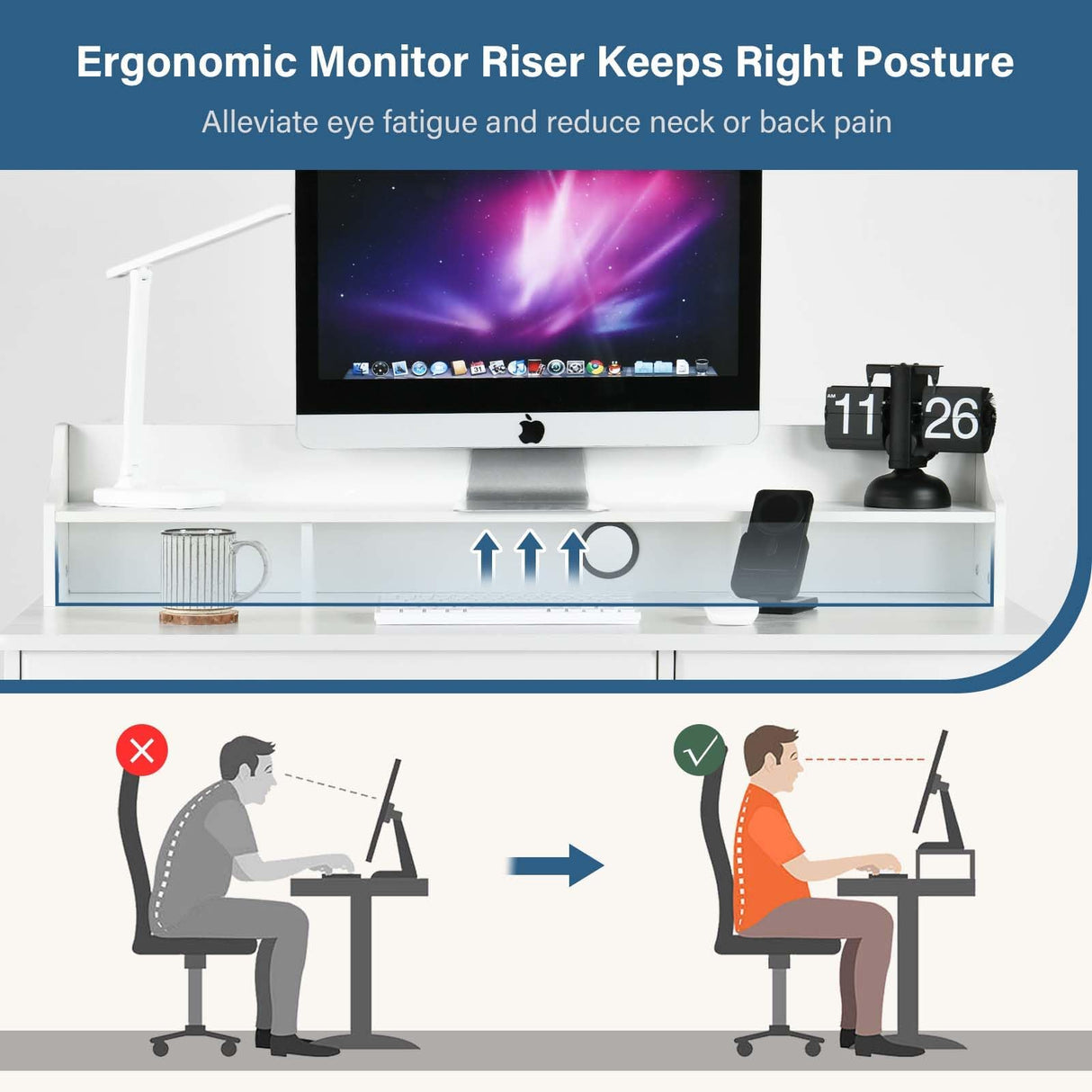 MaverickFurni White Desk with 4 Drawers, Computer Desk with Drawers and Hutch&Shelf, Wood Writing Home Office Workstation, Student Desks for Bedooms with Drawers, 38.2” H x20.5” D x44” W - White MaverickFurni
