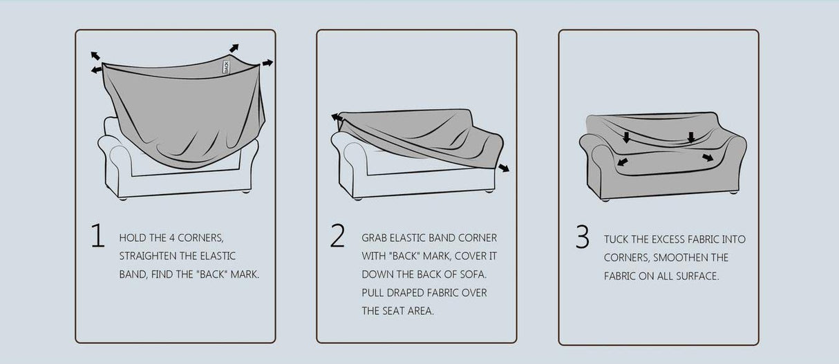 Fancy Collection 3pc Set Slipcover Set Furniture Cover Spandex Set Includes Sofa and Love-Seat and Chair Covers Solid Blue New Fancy Linen LLC INC