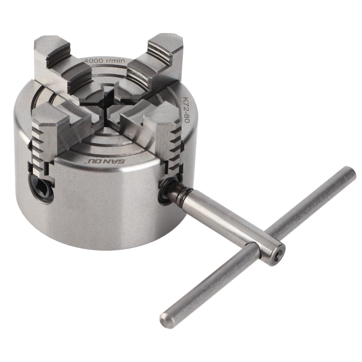 Lathe Chuck, K72-80 4 Jaw 3.15 Inch 4000r per min Independent and Reversible Jaw Metal Lathe Chuck Turning Machine Accessories with 1 Hex wrench and 3 Screws Zetiling