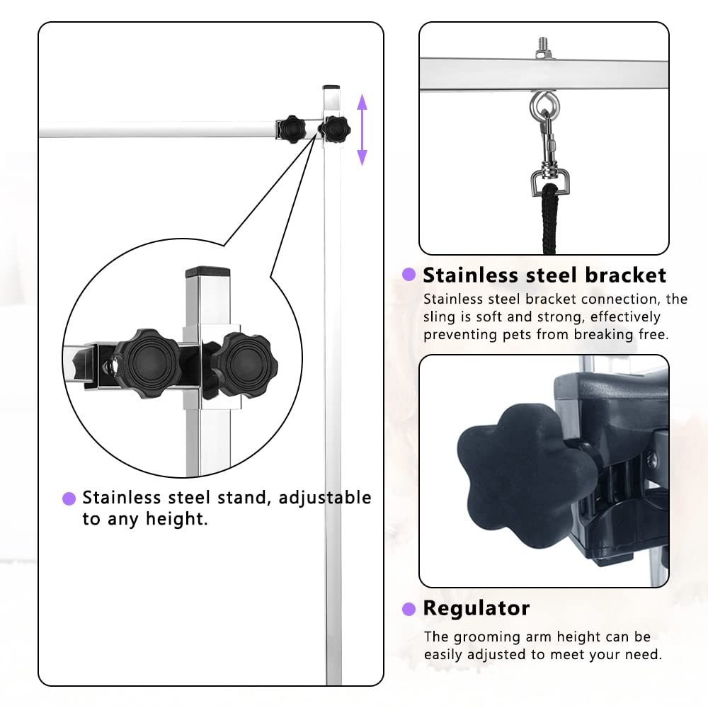 LEIBOU 45'' Professional Foldable Heavy Duty Dog Pet Grooming Table with H-Shape Arm & Noose, Maximum Capacity Up to 260lbs, Black LEIBOU