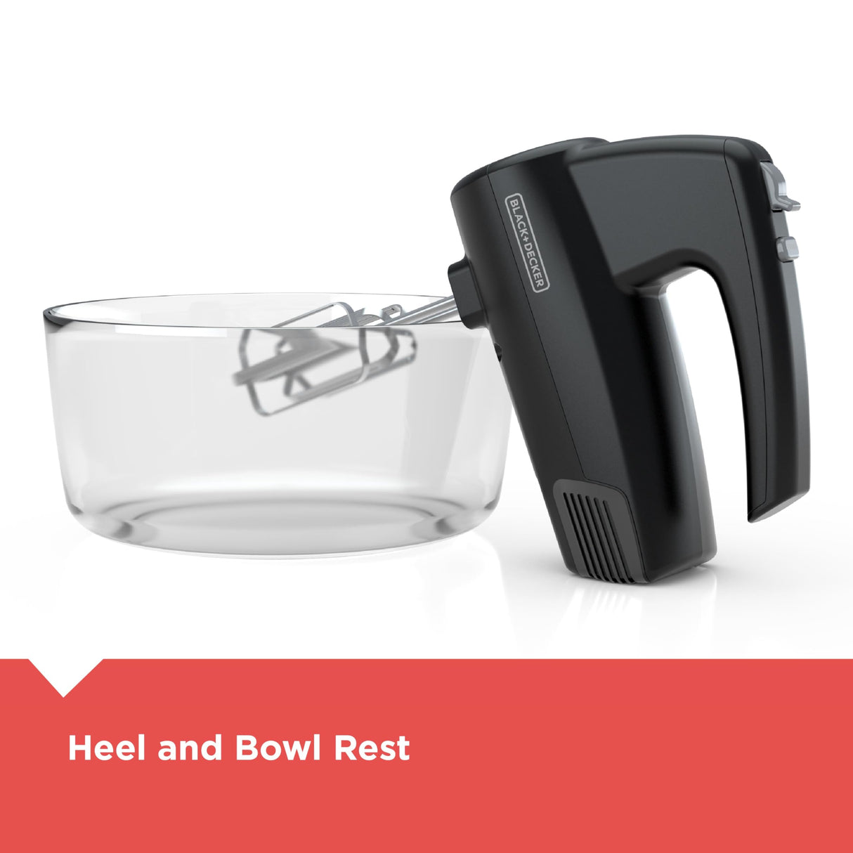 BLACK+DECKER 5-Speed Hand Mixer, 250-Watt for mixing batters, doughs, spreads & more, Turbo Boost & Prevent Splatter Function, Black BLACK+DECKER