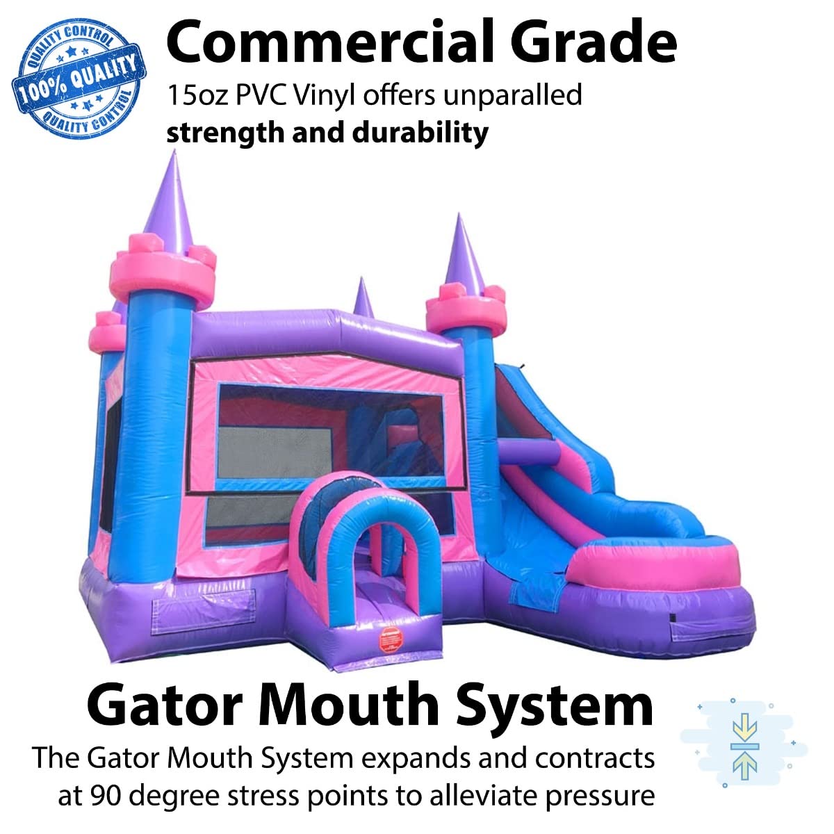 TentandTable Inflatable Bounce House Water Slide for Kids 5-12 Large, Commercial Grade Bouncy Castle for Adults, Jump House, Includes Electric Air Blower, 19' L x 18.5' W x 16' H, Pink Modular TentandTable