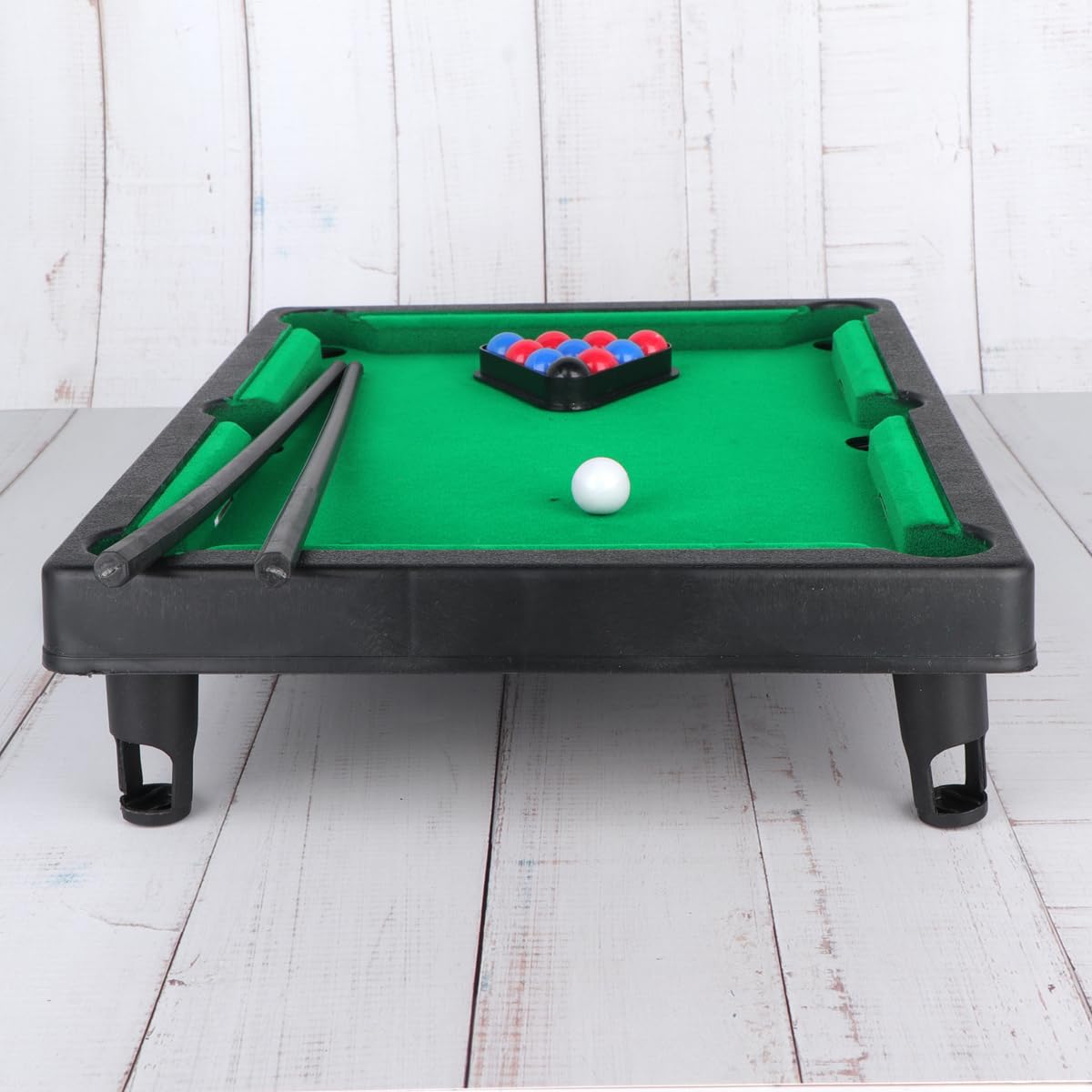 Mini Pool Table Tabletop Desktop Billiards Snooker Game with 2 Sticks, 11 Balls Home Office Desk Stress Relief Games Power Ling CC