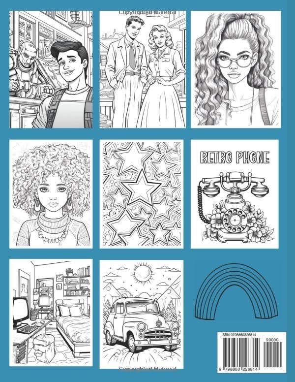 70's 80's 90's Retro Coloring Book for Adults: Stress Relieving Fashion and More Coloring Pages Straight from the Past WoodArtSupply
