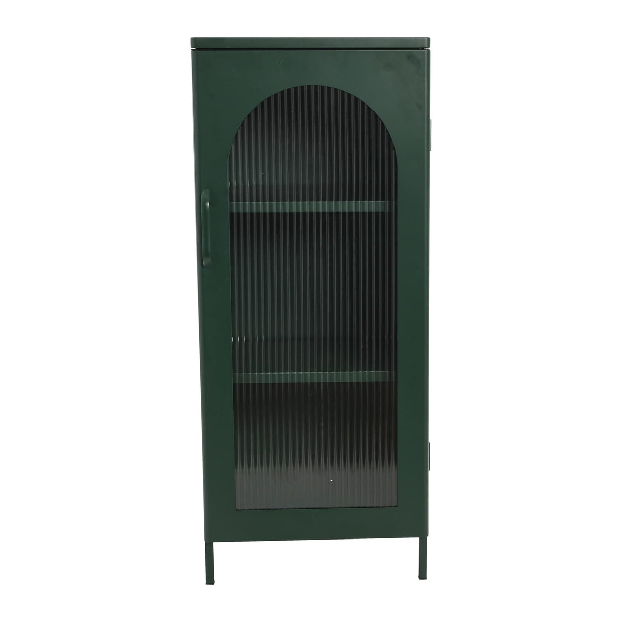 Creative Co-Op Solstice Metal Cabinet with Arched Glass Door, Dark Green Creative Co-Op