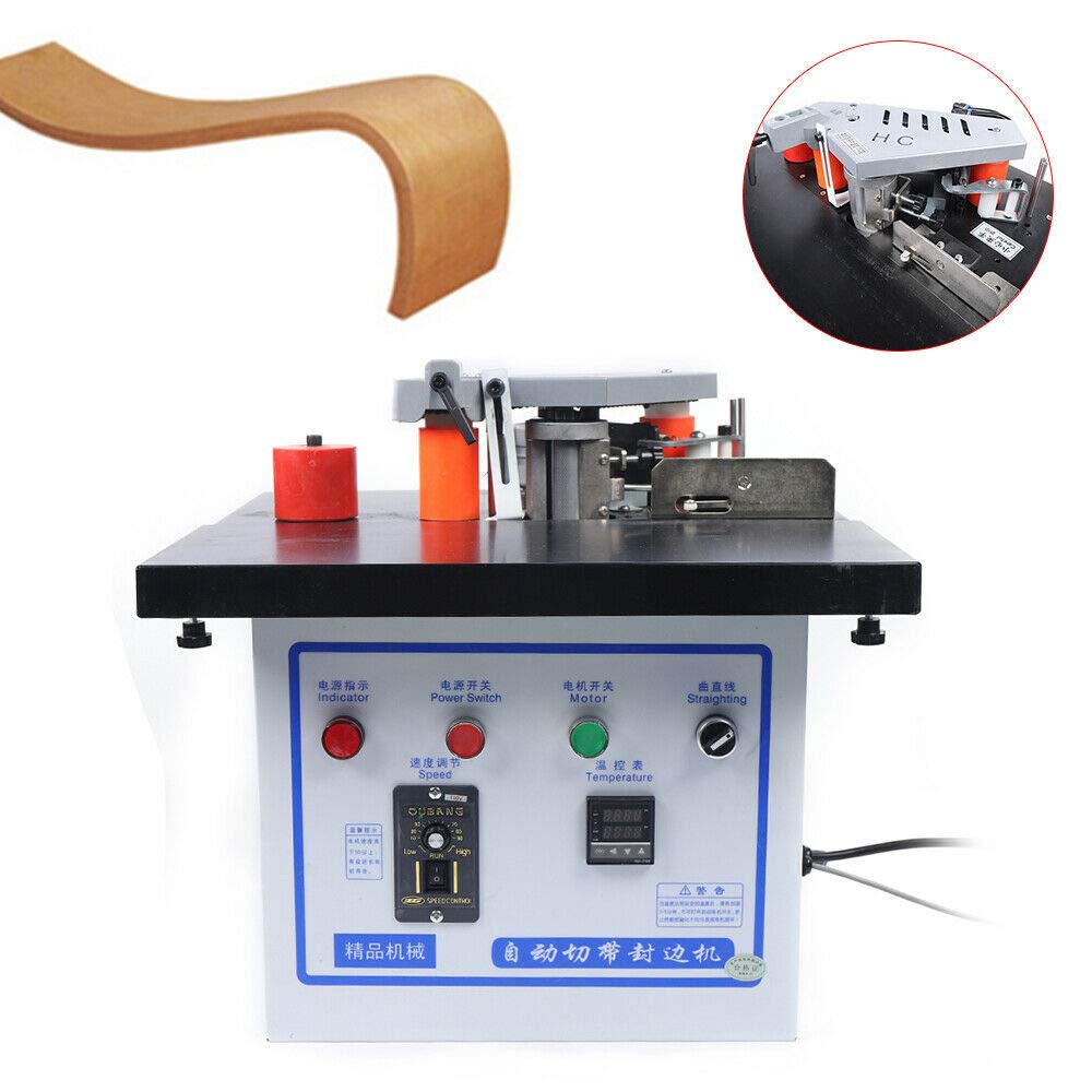 Portable Edge Bander, Automatic Edge Banding Machine Double Side Gluing Wood Banding Machine,110V,0-6m/min MARTEXBUY