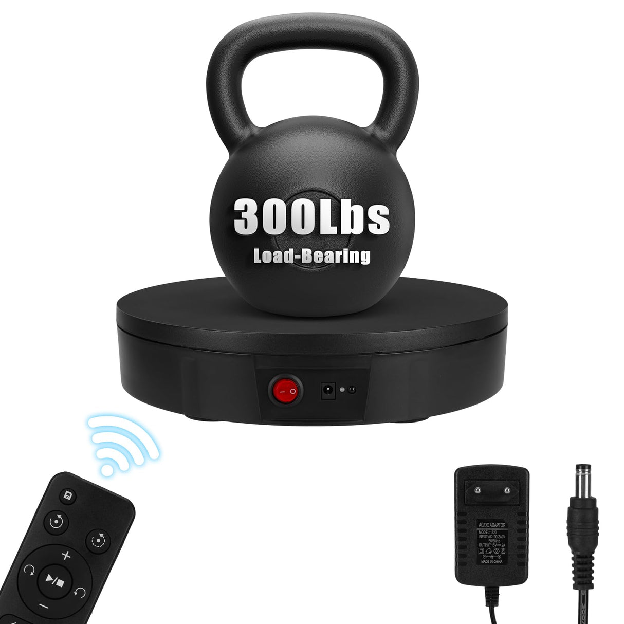 Remote Control Motorized Rotating Display Stand, 300 Lbs Load, 360 Degree, Mute Automatic Rotating Platform for Photography Products, Live Video Show, Angle Speed, Wired, Rotating Stand for Display Bosgladek