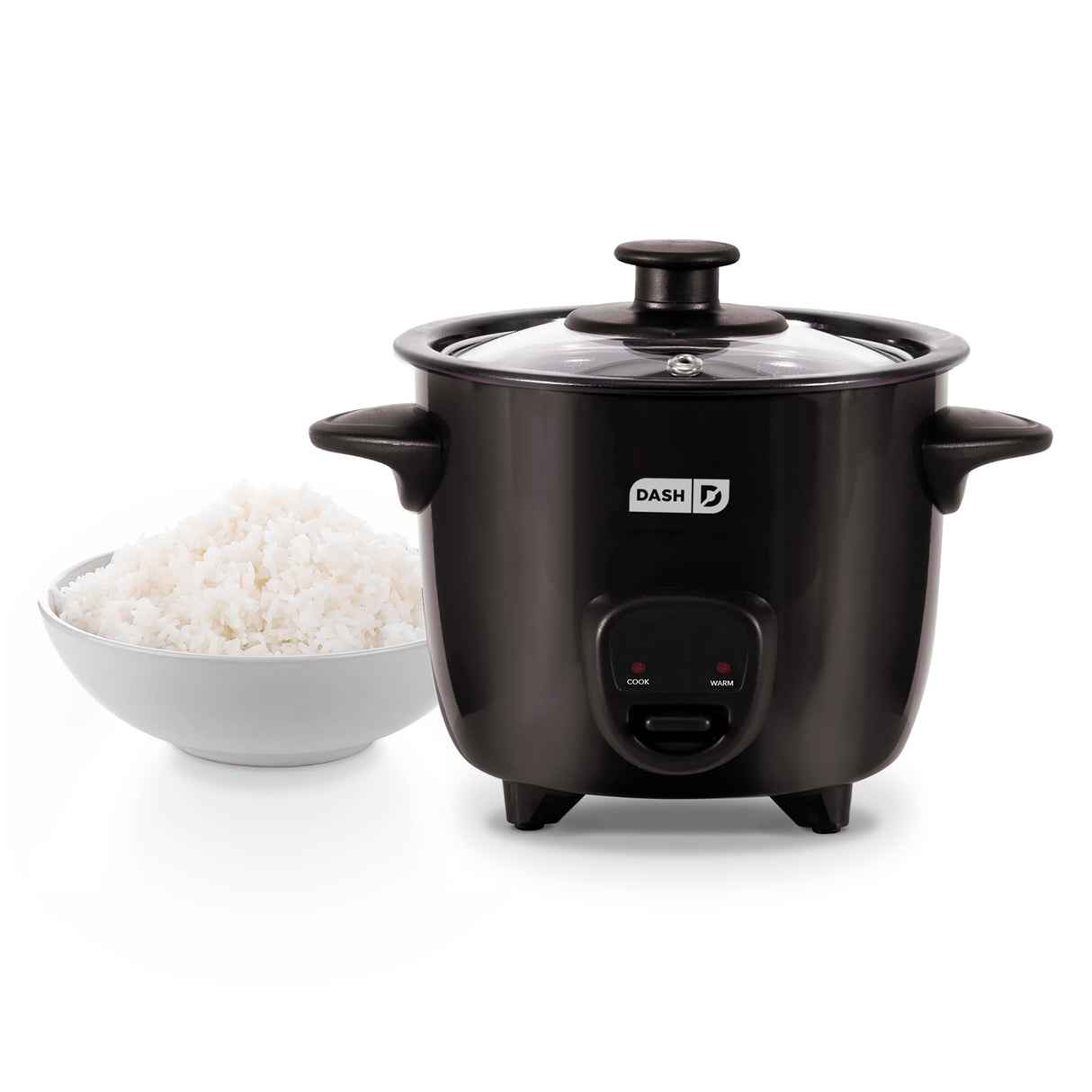 DASH Mini Rice Cooker Steamer with Removable Nonstick Pot, Keep Warm Function & Recipe Guide, One Half Quart, for Soups, Stews, Grains & Oatmeal - Black DASH