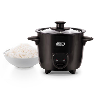 DASH Mini Rice Cooker Steamer with Removable Nonstick Pot, Keep Warm Function & Recipe Guide, One Half Quart, for Soups, Stews, Grains & Oatmeal - Black