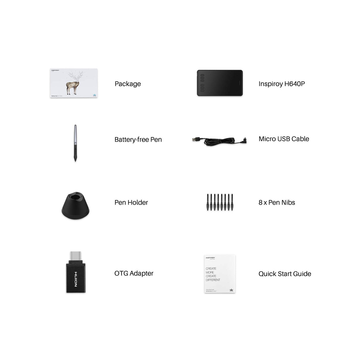 HUION Inspiroy H640P Drawing Tablet, 6x4 inch Digital Art with Battery-Free Stylus, 8192 Pen Pressure, 6 Hot Keys, Graphics Tablet for Drawing, Writing, Design, Teaching, Work with Mac, PC & Mobile HUION