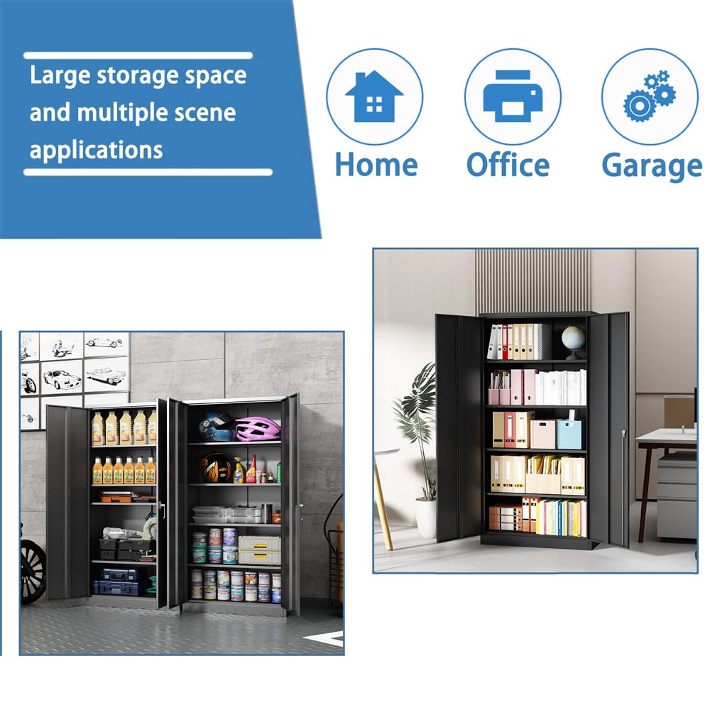 Anwick 72" Locking Metal Storage Cabinet,Tall Locker Organizer Steel Cabinets,Adjustable Layers Shelves 2 Doors for Anwick