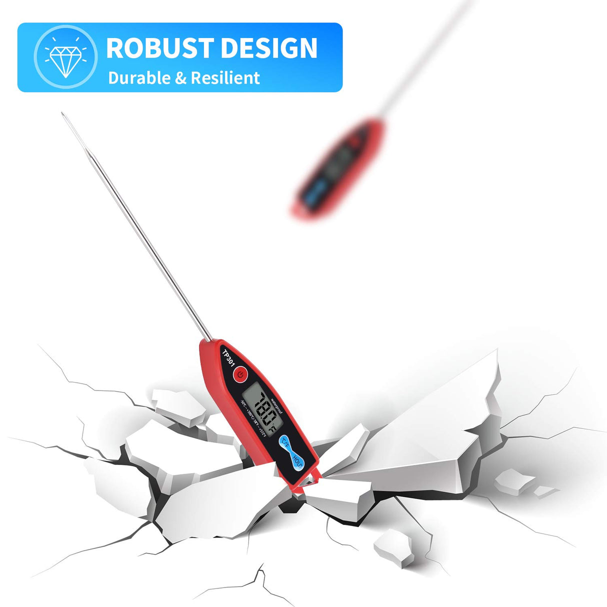 Yacumama Digital Water Thermometer for Liquid, Candle, Instant Read with Waterproof for Food, Meat, Milk, Long Probe Yacumama