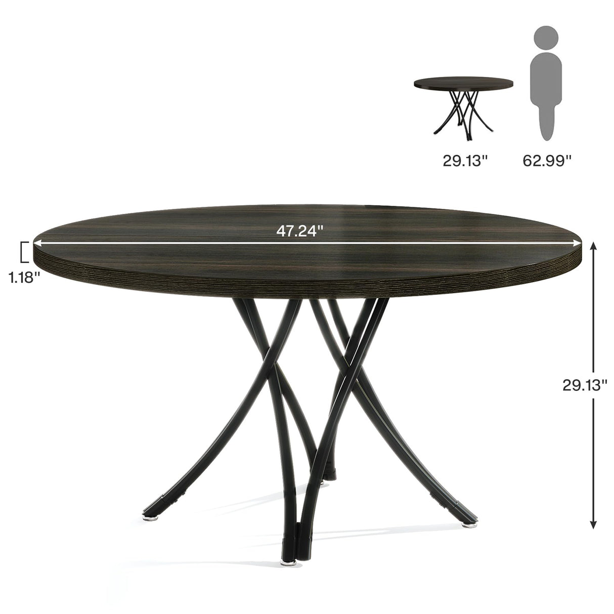Tribesigns 47" Round Conference Table, Modern Business Meeting Table for Office Conference Room (Black) Tribesigns