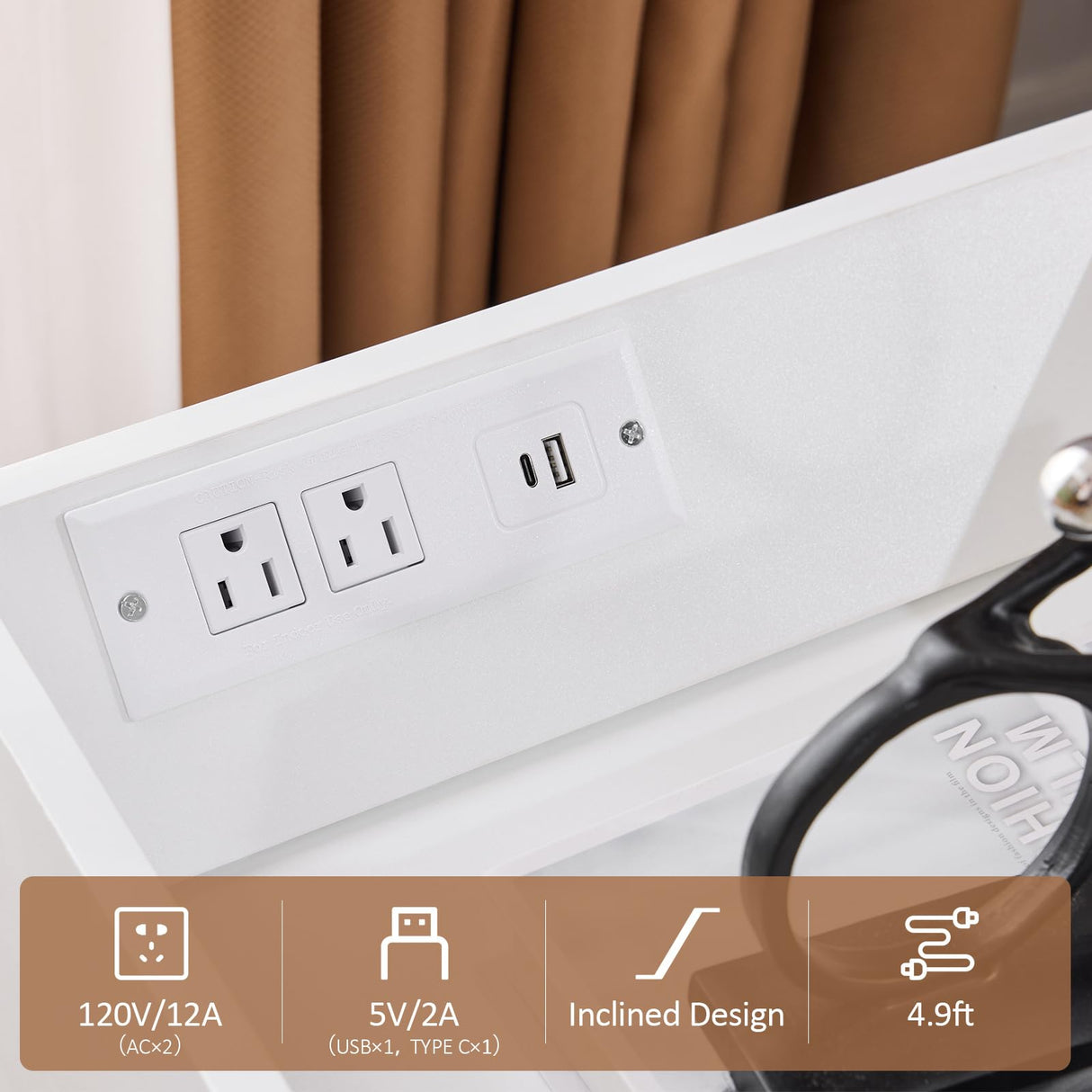 Mellolivin Nightstand Set of 2 with Charging Station and LED Lighting, White Night Stand with 2 Drawers, Modern Wood Nightstand, Bedside Table, End Table for Bedroom and Living Mellolivin