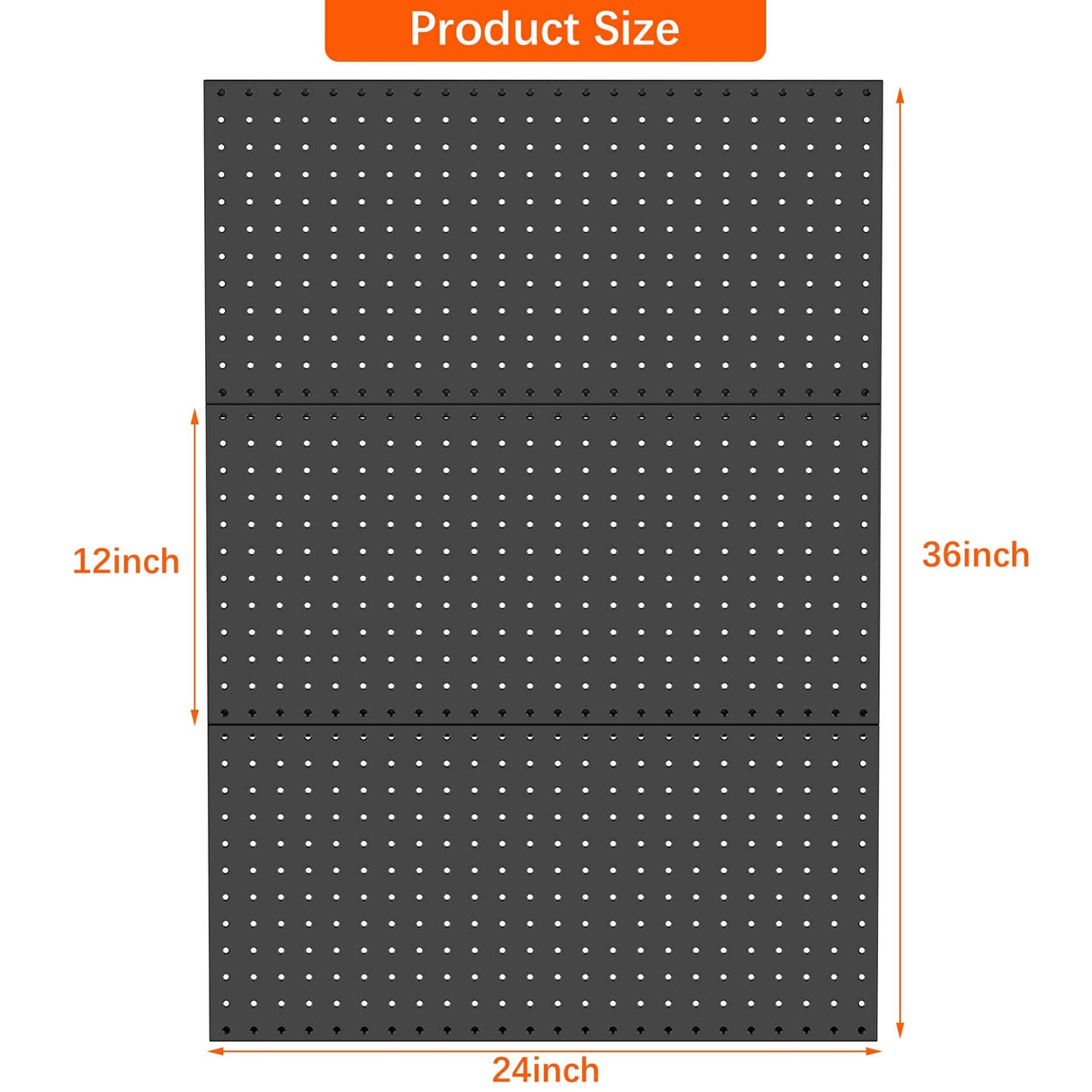 TORACK 3 PCS Metal Pegboard Panels for Wall Garage Utility Tools Storage Pegboard for Workbench, Shop, Modular Peg Board Tool Organizer Boards(Pack of 3, Black) TORACK