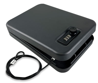 YIYITOOLS Pistol Safe, Portable Travel Gun Safe, Handgun Lock Box with Combination Lock for Home Desk Bedside Car, Black