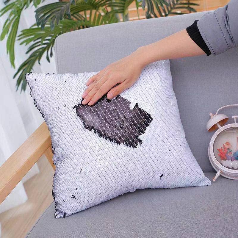 JYFLZQ Sublimation Sequin Pillow Case Blanks 16''x16'' - Set of 2 Black Reversible Flip Sequin Pillow Cushion Covers Personalized for Kids, Friends JYFLZQ