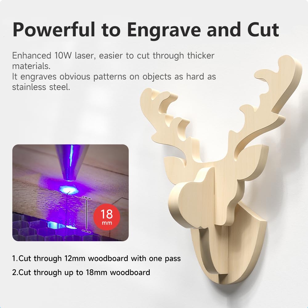 Creality Laser Engraver Falcon 10W,DIY Laser Cutter and Engraving Machine with 0.06mm Light Spot 10000mm/min, Offline Usage CNC 3D Engravers for Wood Metal Acrylic Glass Creality