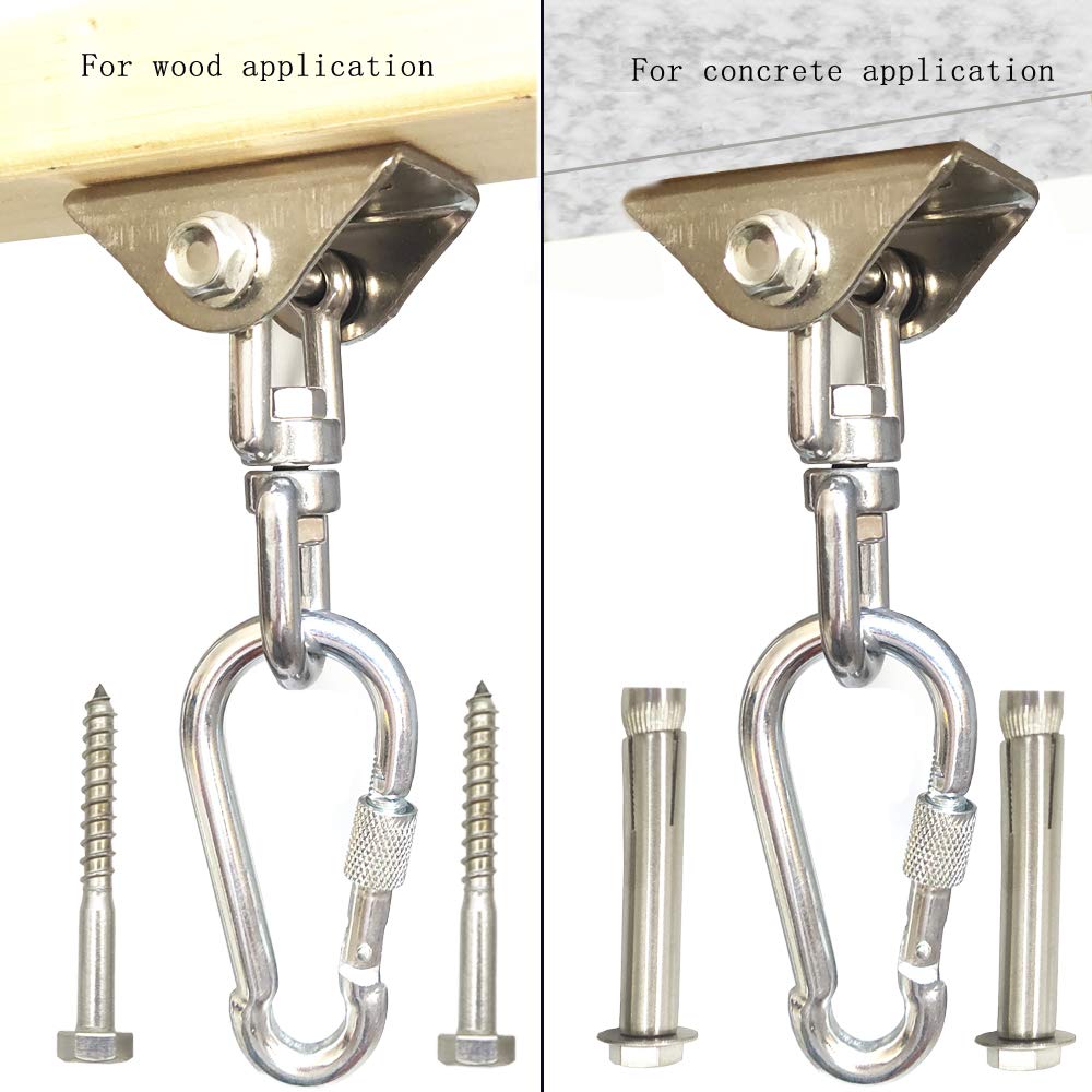 Arlai Hanging Chair Hardware Hanging Kit - Heavy Duty 360° Rotate Ultra Durable Hooks for Swing, Yoga, Playground, Gym, Punching Bag Hanger, 1000 lb Capacity Arlai