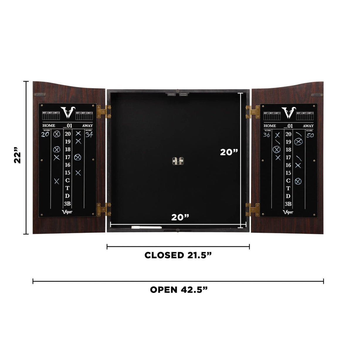 Viper by GLD Products Viper Vault Cabinet & Shot Sisal/Bristle Ready-to-Play Bundle: Elite Set (Shot King Dartboard, Darts, Shadow Buster and Laser Throw Line), Black Viper