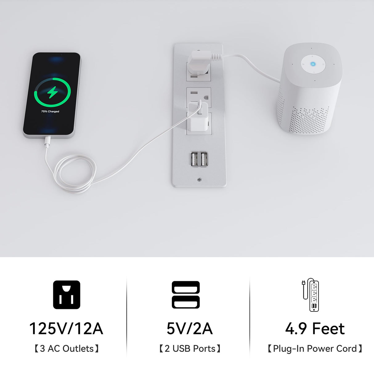 YITAHOME 7 Drawer Dresser with Built-in Power Outlet, Wood Dresser TV Stand with Large Drawers and Bar Handles, White Chest of Drawers for Living Room, Entryway YITAHOME