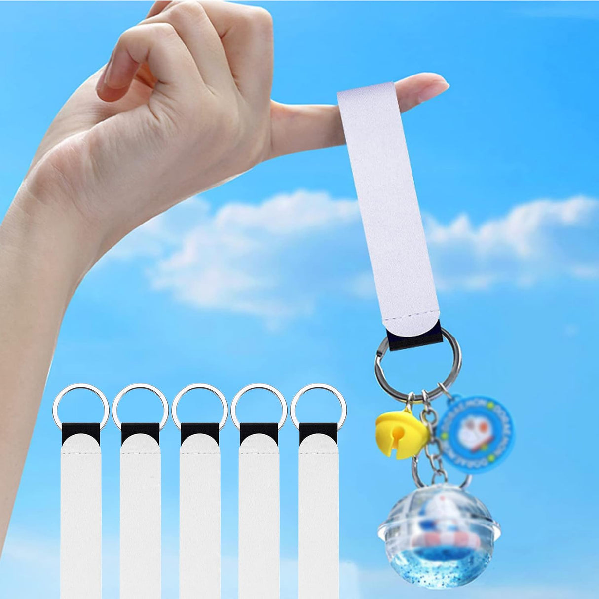 20 Pcs Sublimation Blanks Wristlet Keychain, MaehSab DIY Sublimation Neoprene Wristlet Strap Lanyard, Heat Press Transfer White Sublimation Wrist Key Blanks DIY Crafts for Women MaehSab